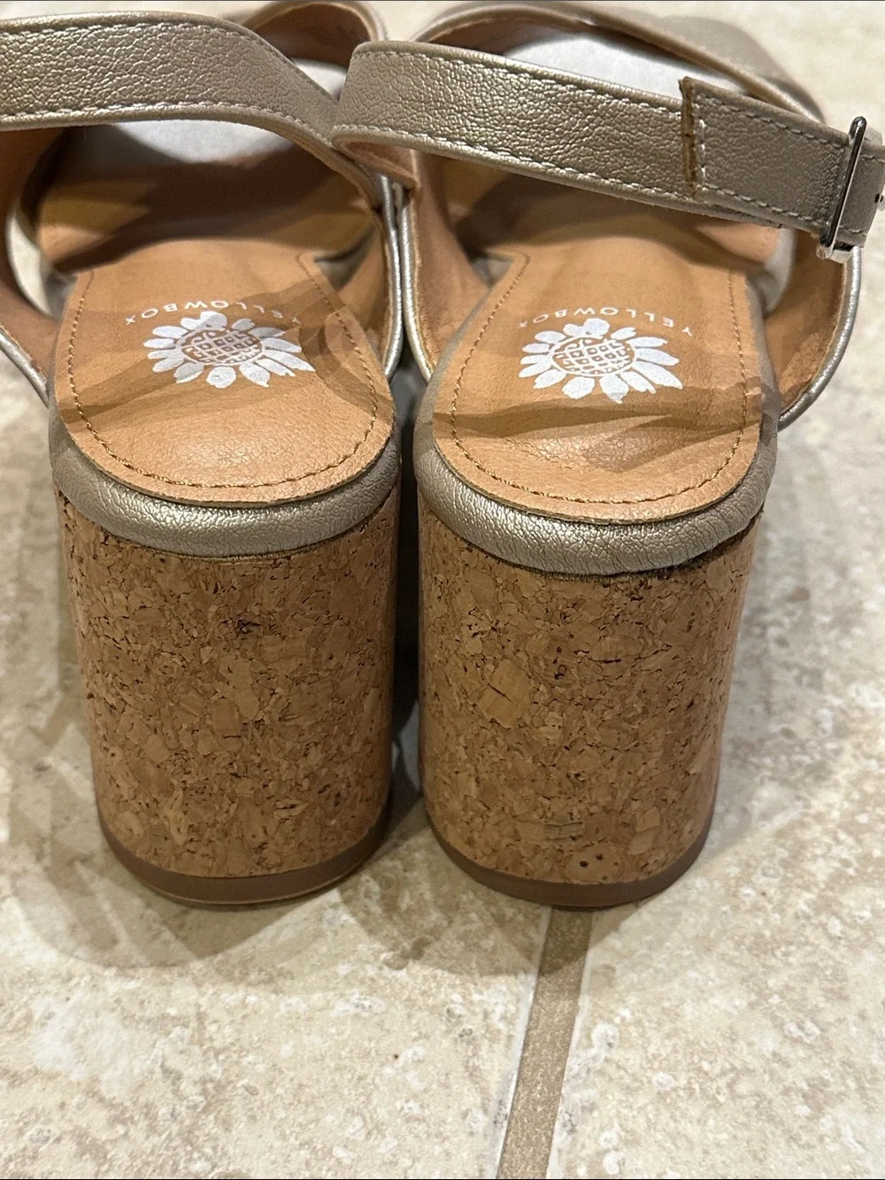 NWOT Yellow Box Metallic Taupe Cork Platform Wedges​